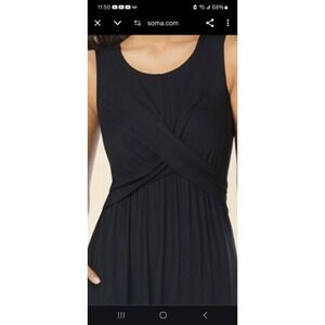 $80 SOMA Black Stretch Jersey MAXI Dress Lightweght LONG Summer Nightgown MEDIUM